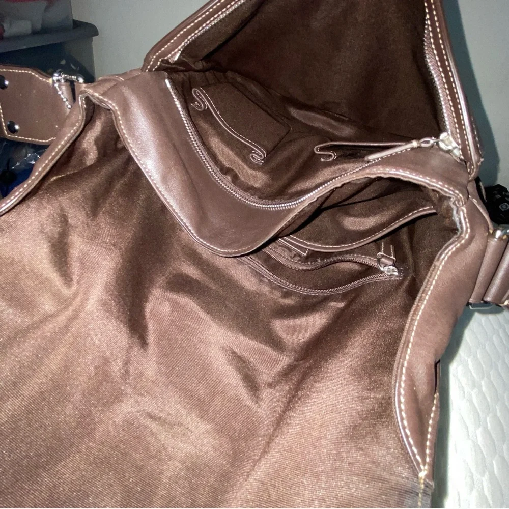 Y2K COACH • Lenox Brief Brown Leather Messenger Journalist Crossbody • 70105